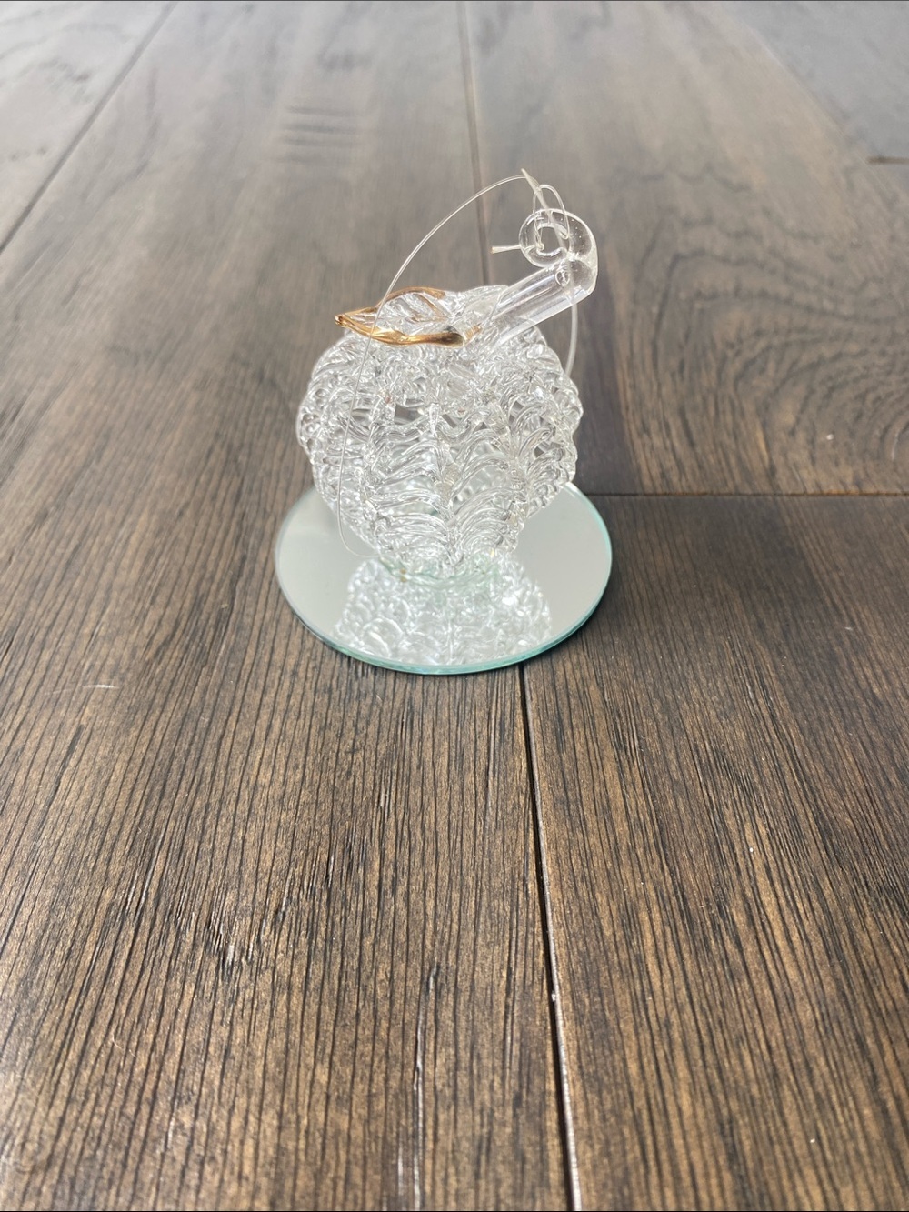 Apple Figurine Gold Accent Spun Glass Ornament 24 Karat gold plated